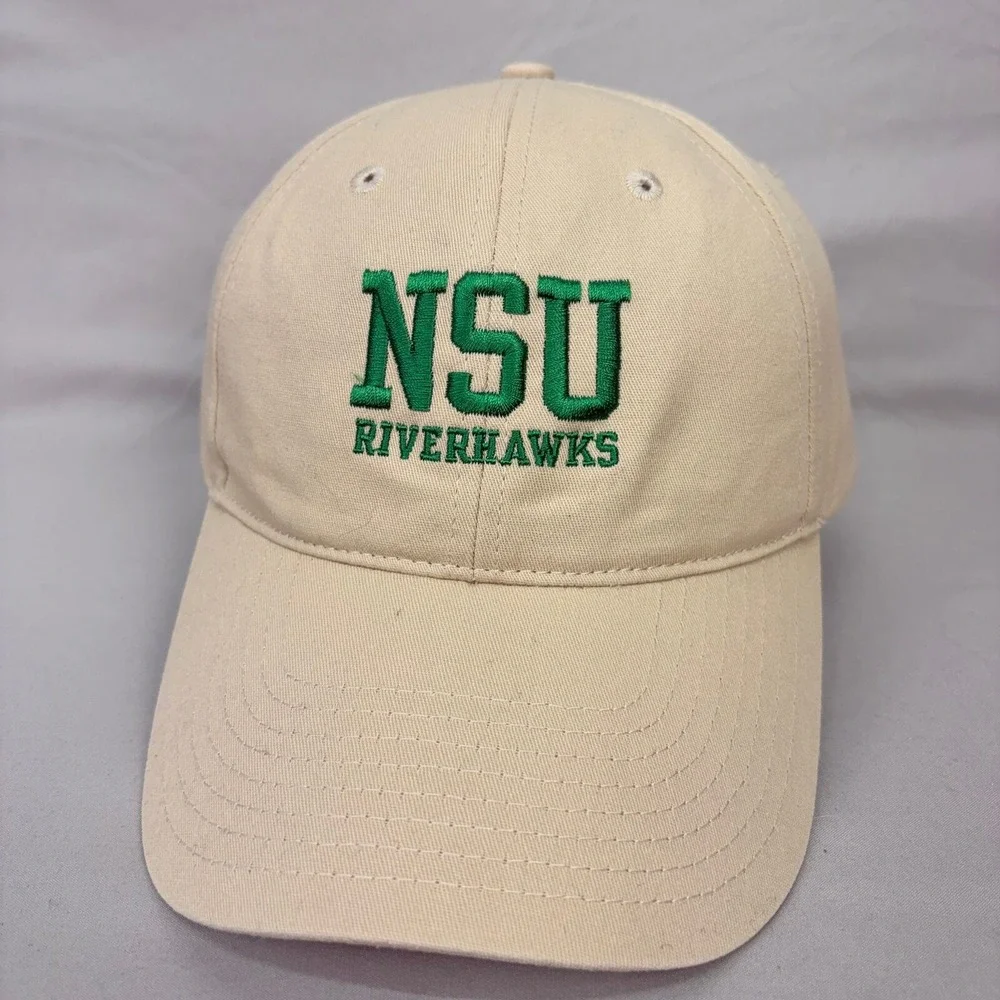 Hit Promo NSU Riverhawks Baseball Cap Mens OSFM Khaki Tan Cotton Hat